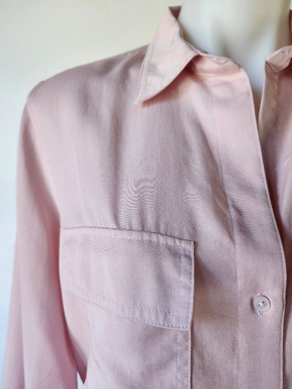 Babaton Soft Baby Pink Long Sleeve Button Up Blouse